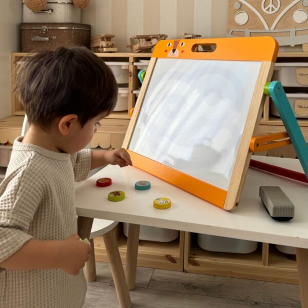 TOOKY TOY Tablica Edukacyjna 2w1 Magnetyczna Kredowa dla Dzieci Magnesy Gąbka 6 el. - obrazek 3