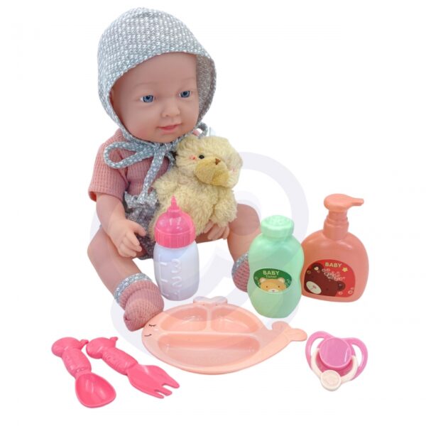 WOOPIE ROYAL Lalka Bobas 36 cm w Ubranku z Misiem Akcesoria do Karmienia - obrazek 5